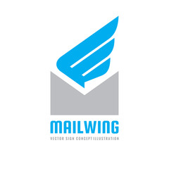 Message - vector logo template concept illustration. E-mail letter speech bubble with wing creative sign. Speed delivery abstract symbol. Design element. 