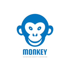 Monkey head smile - vector logo template concept illustration. Graphic design. 