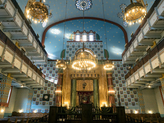 Interior of Orthodox Synagogue in Budapest, Hungary