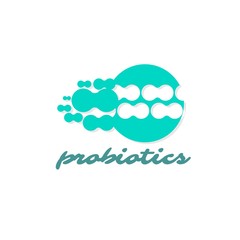Probiotics logo. Bacteria logo. Concept of healthy nutrition ingredient for therapeutic purposes. Simple flat style trend modern logotype graphic design isolated