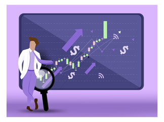 big data deep learning stock market graph investment online digital controls artificial intelligence for investors Vector illustration