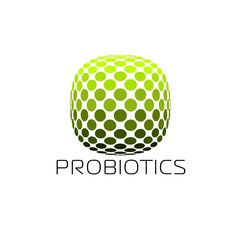 Probiotics logo. Bacteria logo. Concept of healthy nutrition ingredient for therapeutic purposes. Simple flat style trend modern logotype graphic design isolated