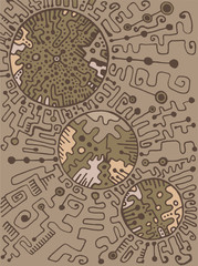 Vintage background, steampunk doodle style, brown color