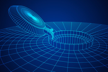 Cover rocket silo intercontinental ballistic missile. Wireframe low poly mesh vector illustration © newb1