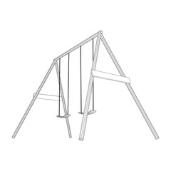 Kids swing model. Wireframe low poly mesh vector illustration