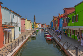 Naklejka na ściany i meble Burano, Italy - Burano is a small island and, with its colorful buildings, one of the treasures of Venice Lagoon