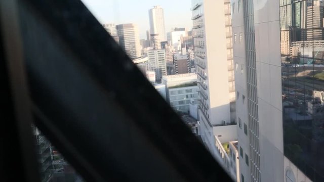 On the way up to Umeda Sky Building of Osaka, Japan