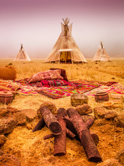 American native tent camp teepees © cineuno