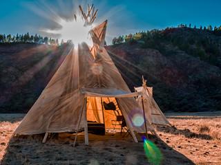American native tent camp teepees © cineuno