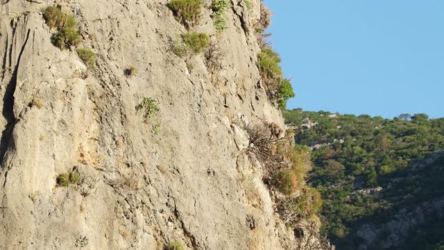 Greek flag on rock in Taygetus mountains Greece Peloponnese, Europe 4K