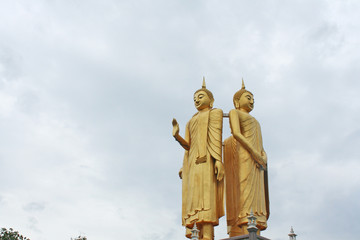 Four directions  standing buddha image on white sky background at  Doi Sapphanyu temple,Chiang Mai ,Thailand