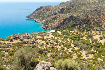 Fototapeta na wymiar The coast and the valley of Lissos in the south-west of Crete