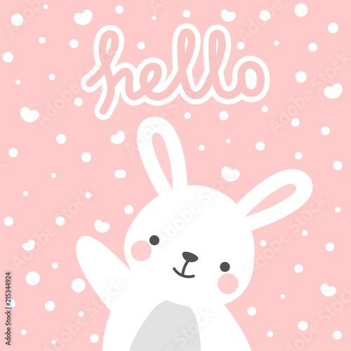 Rabbit Vector Print Baby Shower Card Hello Bunny With Balloon Rabbit Vector Print Baby Shower Card Hello Bunny With Balloon