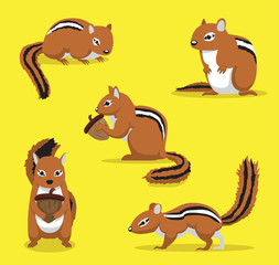 Cute Chipmunk Poses Cartoon Vector Illustration