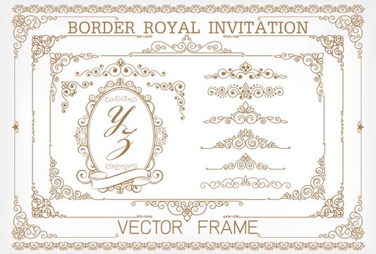 Golden Vintage vector Set. Floral elements for design of monograms, invitations, frames, menus, labels and websites. Graphic elements for design of catalogs and brochures of cafes, boutiques