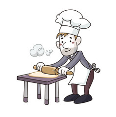 Cocinero amasando en la cocina