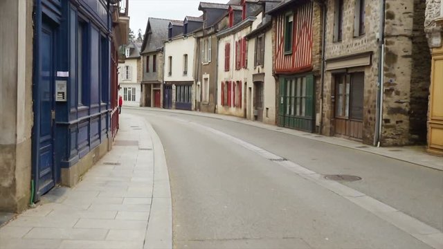 empty street of small breton town Vitre, Brittany
