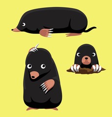 Cute Mole Poses Cartoon Vector Illustration