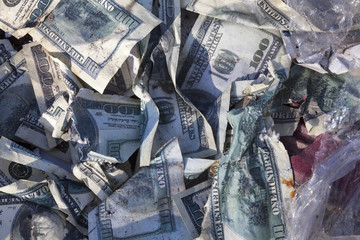 Pile of crumpled dollars