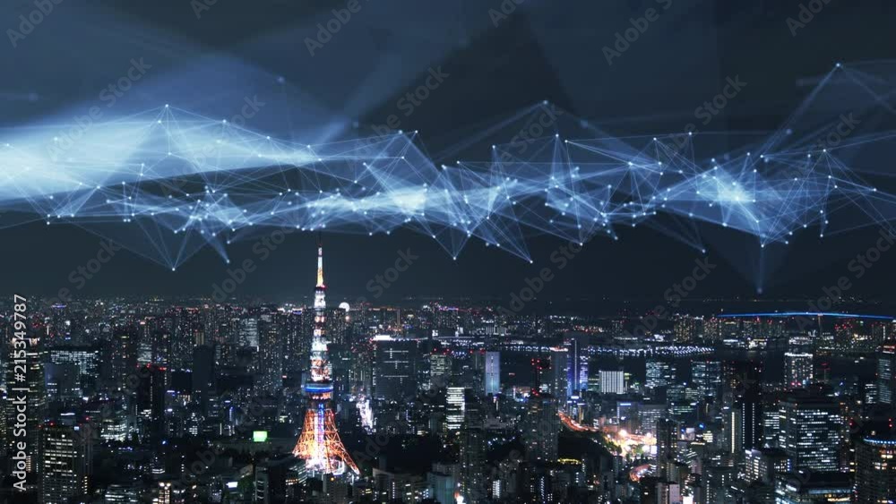 Poster smart city and communication network concept. iot (internet of things).