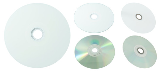 Printable CD and DVD Compact Disc on White Background