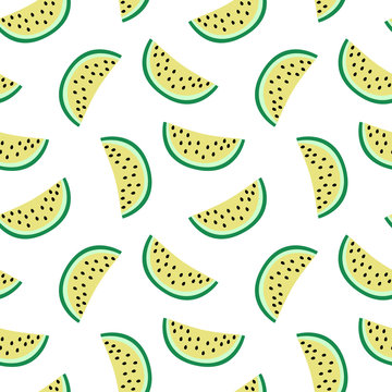 slice of yellow watermelon on a white background pattern summer sweet seamless vector