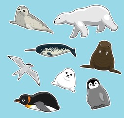 Animal Cartoon Sticker Set 1 Arctic © bullet_chained