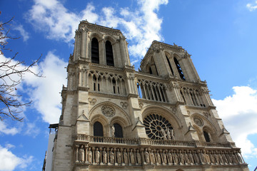 Fototapeta na wymiar Notre Dame with gargoyles Paris France.