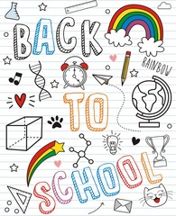 Back to school set of colorful stickers , vector illustration
