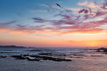 Sunset over Moroccan atlantic coast