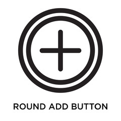 Fototapeta premium Round add button icon vector sign and symbol isolated on white background, Round add button logo concept