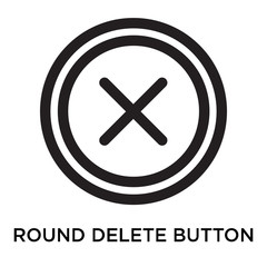 Obraz premium Round delete button icon vector sign and symbol isolated on white background, Round delete button logo concept