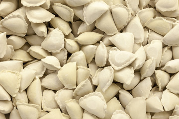 Texture of frozen dumplings in a shop.