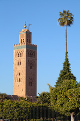 Fototapeta na wymiar Koutoubia Mosque minaret tower, Marrakesh, Morocco
