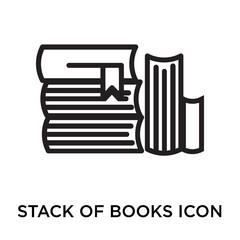 Stack of books icon vector sign and symbol isolated on white background, Stack of books logo concept