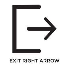Exit right arrow icon vector sign and symbol isolated on white background, Exit right arrow logo concept