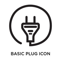 Obraz premium Basic plug icon vector sign and symbol isolated on white background, Basic plug logo concept