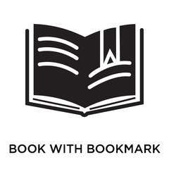 Book with bookmark icon vector sign and symbol isolated on white background, Book with bookmark logo concept