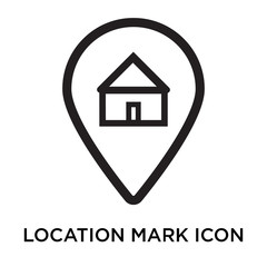 Obraz premium Location mark icon vector sign and symbol isolated on white background, Location mark logo concept