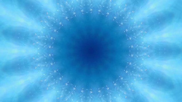 Abstract pattern background of floating water. Hypnotizing circle kaleidoscope of water. Textured blue background of water