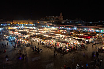 Colorful night in the main square of Marrakech, Morocco