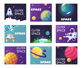set of web banner templates. space. vector illustration.