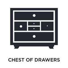 Chest of drawers icon vector sign and symbol isolated on white background, Chest of drawers logo concept