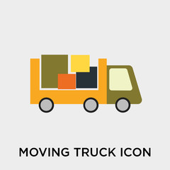 Moving truck icon vector sign and symbol isolated on white background, Moving truck logo concept