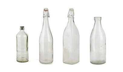 empty glass bottle isolated on white background