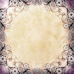 Old paper with floral frame
