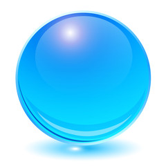Glass sphere blue vector ball.
