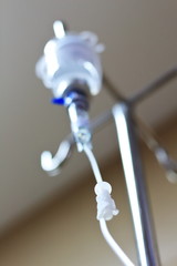 Intravenous injection by dropping bottle in the hospital. Medical Concept,
