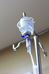 Intravenous injection by dropping bottle in the hospital. Medical Concept,