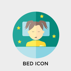 Bed icon vector sign and symbol isolated on white background, Bed logo concept